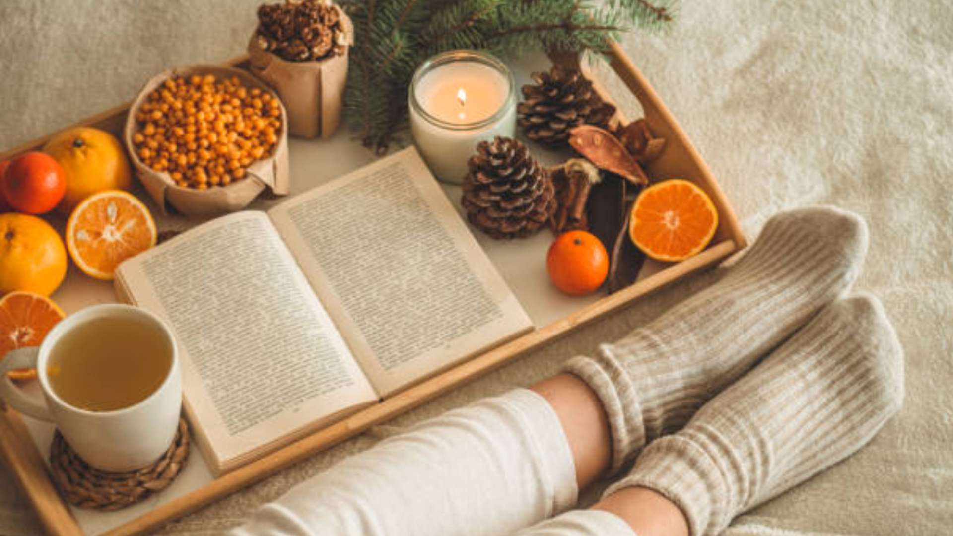 A woman in different seasons showing aligned self-care practices