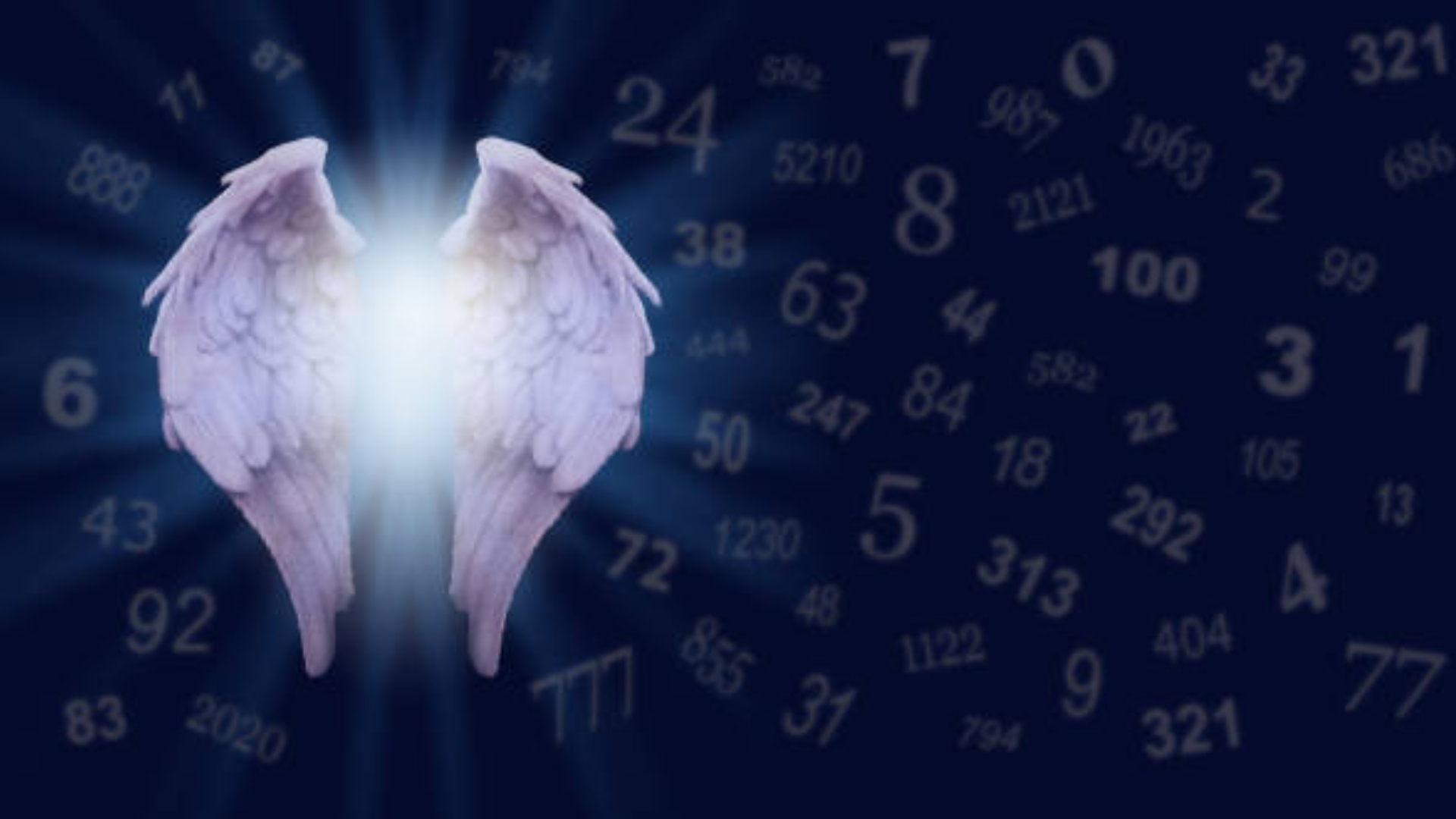 Cosmic image of angel numbers glowing in light, symbolizing divine messages