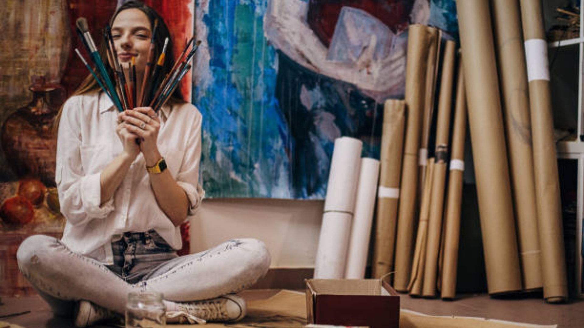 Abstract art therapy painting showing expressive brushstrokes and bold colors